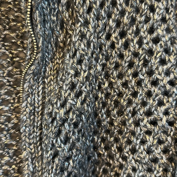 🌟White House Black Market Open Stitch Zip-Up Metallic Cardigan - Picture 10 of 13